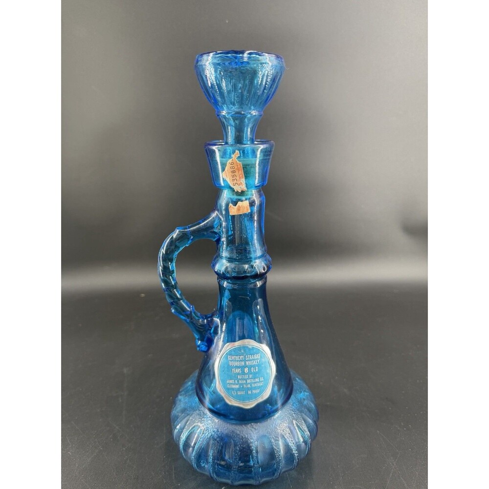 1973 Jim Beam Decanter w/Stopper Genie Bottle Style Vivid Blue Vintage